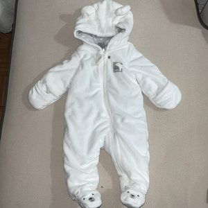Simple joys by carters white fleece footed jumpsuit